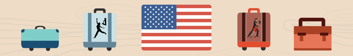 Image of 4 bags and USA flag